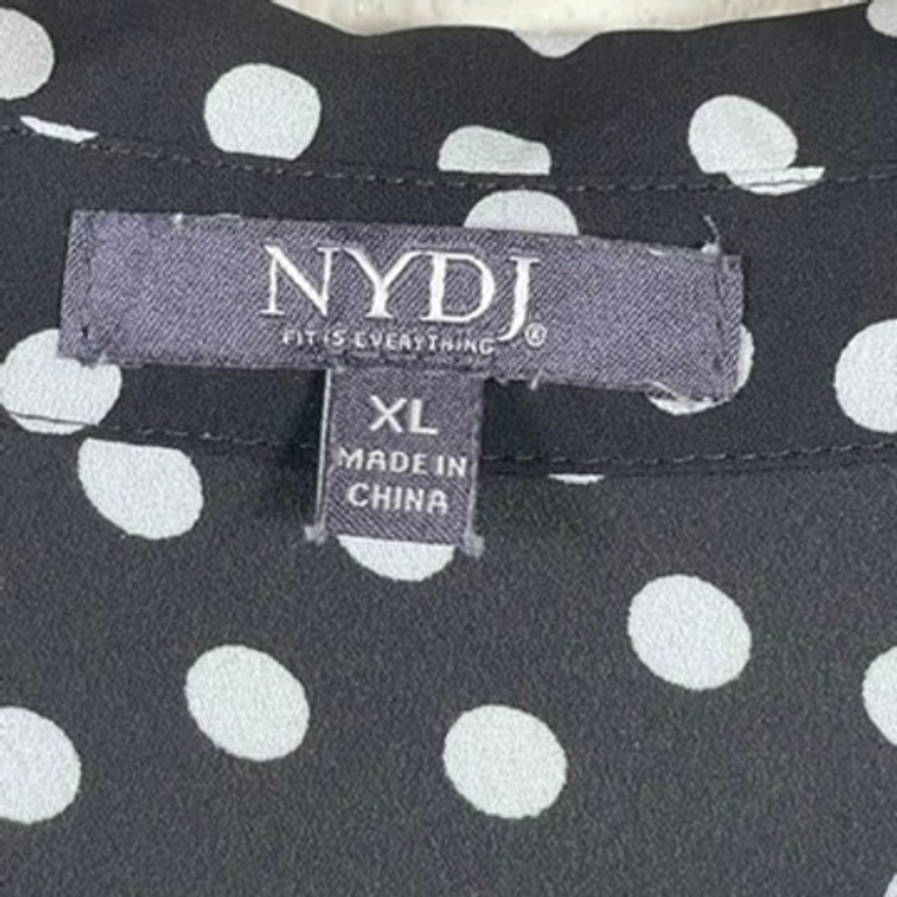 NYDJ Polka Dot Blouse Women XL Black White L/S Office Classic Collared Top - Picture 2 of 8